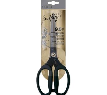 Tim Holtz Scissors All Purpose – 9.5 Inch Titanium Snips with Micro Serrated Blade Edge –