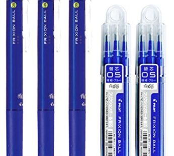 Pilot FriXion Ball Knock Retractable Erasable Gel Ink Pens, Extra Fine Point 0.5mm, Blue I