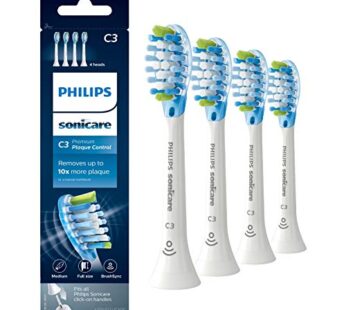 Philips Sonicare Genuine C3 Premium Plaque Control Toothbrush Heads, 4 Brush Heads, White,