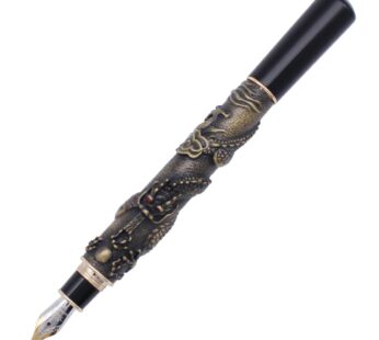 Gullor Luxury Fountain Pen Jinhao Chinese Dragon/Loong Bronze Basso-relievo Medium Nib