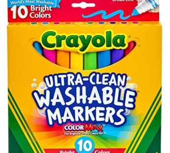 Crayola Ultra Clean Washable Markers (10 Count), Broad Line Markers For Kids, Great For Cr