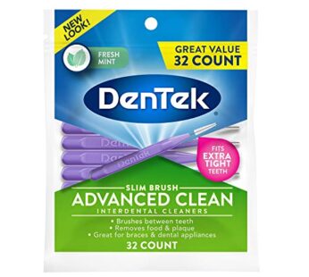 DenTek Slim Brush Advanced Clean Interdental Cleaners, Extra Tight, 32 Count