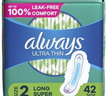 Always Ultra Thin, Feminine Pads For Women, Size 2 Long Super Absorbency, With Wings, Unsc