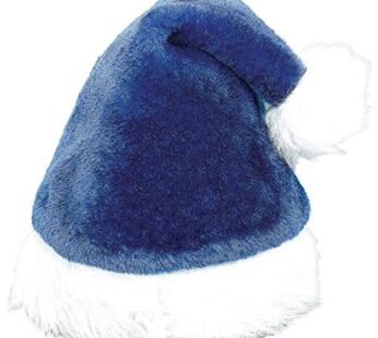 Deluxe Plush Santa Blue & White Faux Fur Hat – 15″ x 11″, 1 Piece – Ideal for Christmas, H