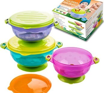 Baby Bowls and Matching Lids – Suction Cup Bowls for Babies, Toddlers & Infants – Set of 3