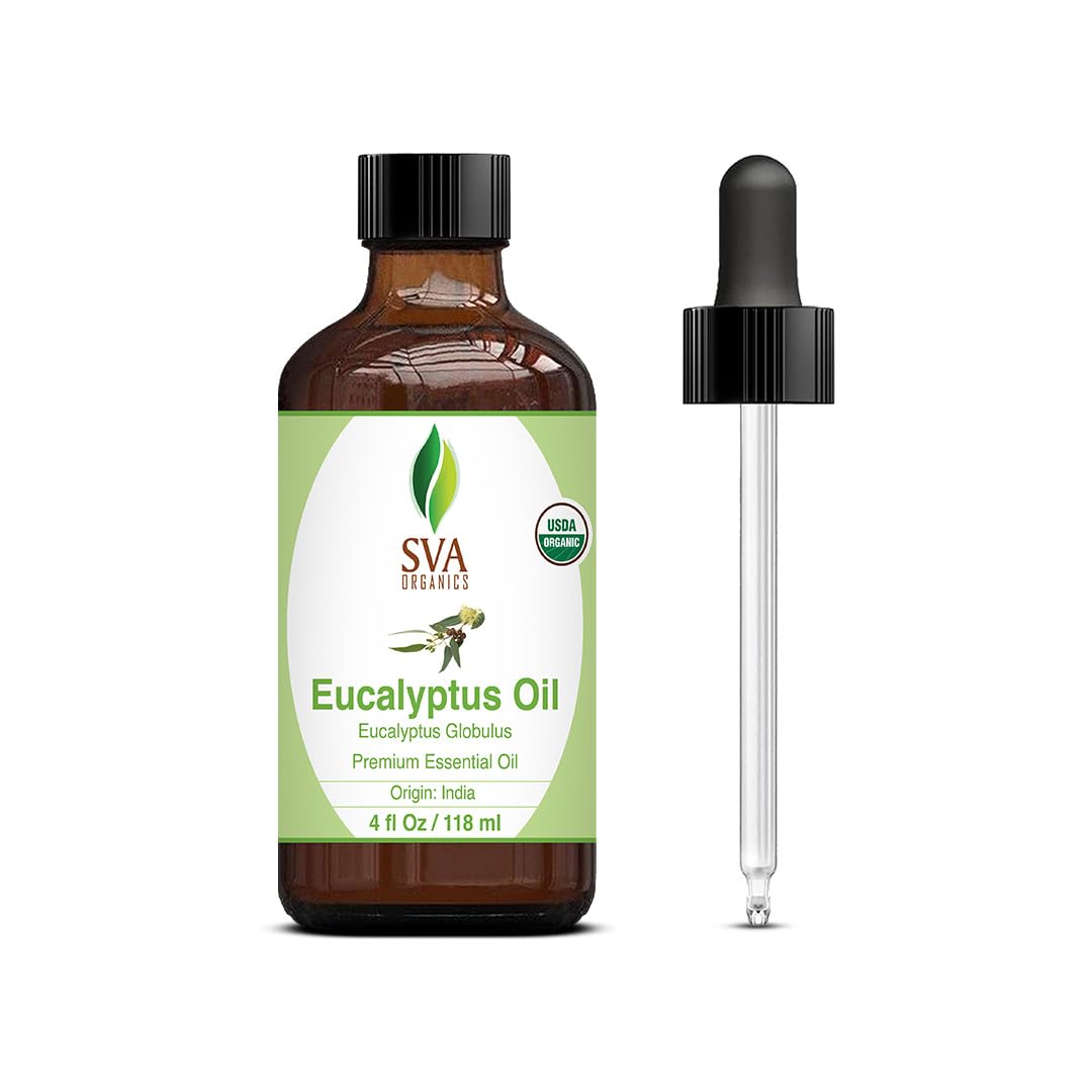 SVA Organics Eucalyptus Essential Oil 4oz (118ml) Premium Essential Oil with Dropper for D - Image 2