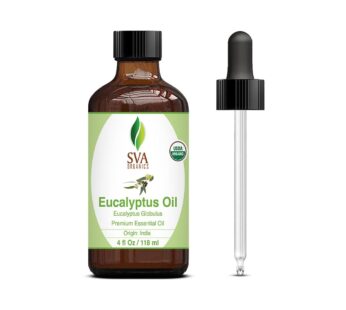 SVA Organics Eucalyptus Essential Oil 4oz (118ml) Premium Essential Oil with Dropper for D
