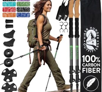 Hiker Hunger Carbon Fiber Trekking Poles | Collapsible Walking Sticks for Travel | Walking