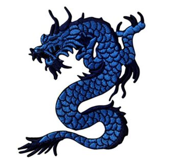 Blue Dragon Embroidered Applique Iron On Sew On Patch
