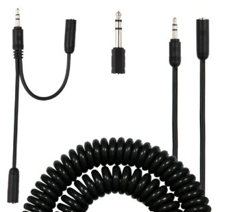 GE Universal Audio Extension Kit, 3.5mm Plugs and Coiled Extension Cable, 18 Feet, for use
