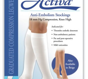 Activa Anti Embolism 18 mmHg Knee High Open Toe Stockings, Beige, Large