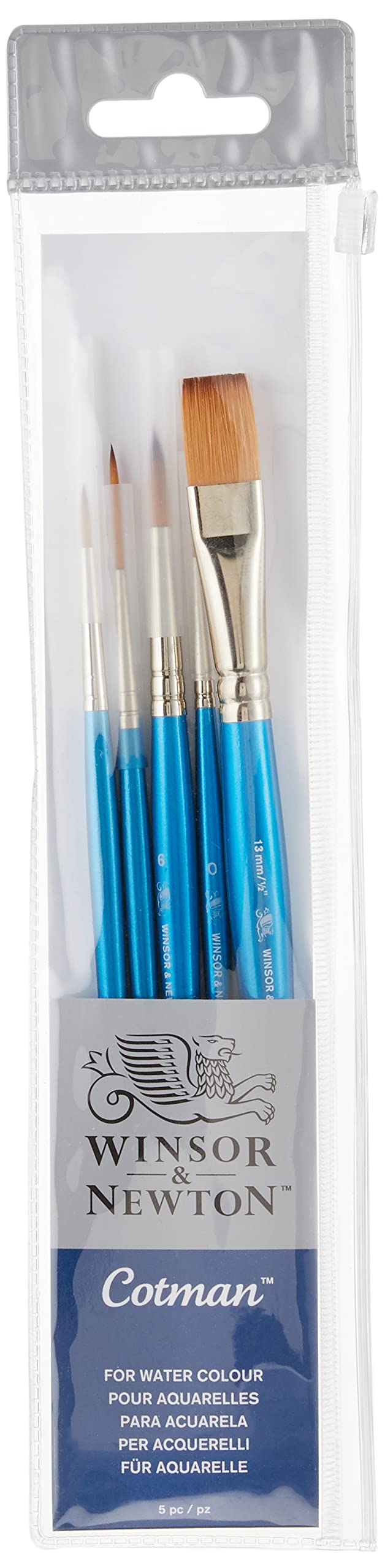 Winsor & Newton Cotman Short Handle Brushes, Set of 5, (Round 0, 2, & 6, Rigger 1, One Str - Image 2