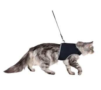 TRIXIE Pet Products 41895 1.20 m Soft Harness with Leash for Cats-XL, Black, 36-54cm