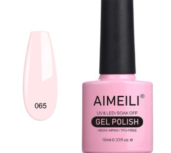 AIMEILI Soak Off U V LED Translucent Sheer Pink Gel Nail Polish – Clear Pink Nude (065) 10