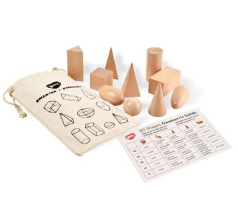 BOHS Geometric Solids Guess Game – 3D Shapes Miniature Set -Wooden Montessori Toys – Ages