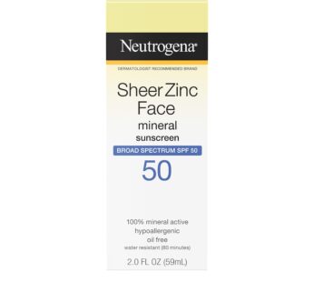 Neutrogena Sheer Zinc Oxide Dry-Touch Face Sunscreen with Broad Spectrum SPF 50, Oil-Free,