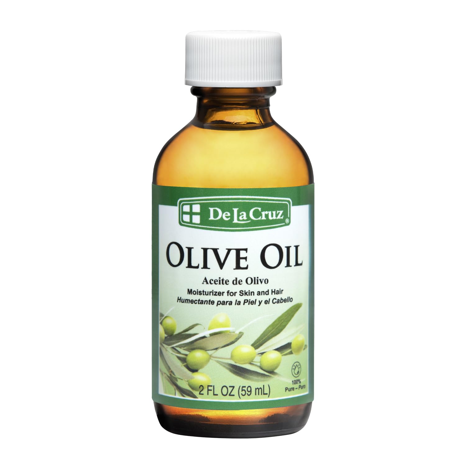 De La Cruz Pure Olive Oil - Natural Expeller Pressed Olive Oil for Hair and Skin - Lightwe