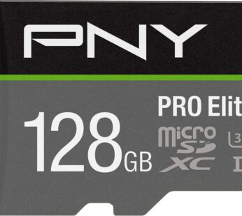 PNY 128GB PRO Elite Class 10 U3 V30 microSDXC Flash Memory Card – 100MB/s, Class 10, U3, V