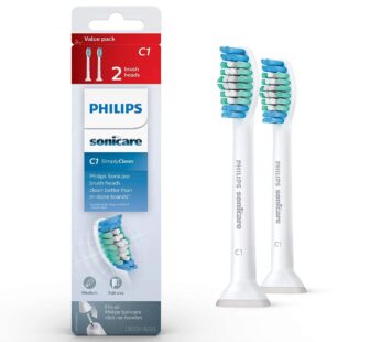 Philips Sonicare Genuine Simply Clean Replacement Toothbrush Heads, 2 Brush Heads, White,