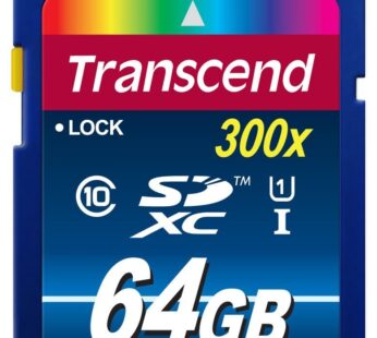 Transcend 64GB SDXC Class 10 Uhs-1 Flash Memory Card Up to 60MB/S (TS64GSDU1)