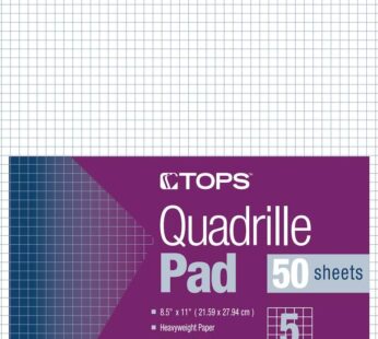 TOPS Quadrille Pad, Gum-Top, 8-1/2 x 11 Inches, Quad Rule , White Paper, 50 Sheets per Pad