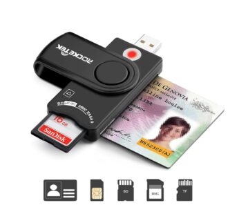 USB Smart Card Reader, Rocketek DOD Military USB Cac Memory Card Reader Compatible with Wi
