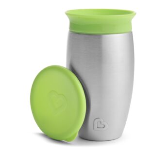 Munchkin  Miracle  360 Toddler Sippy Cup, Spill Proof, 10 Ounce, Stainless Steel, Green