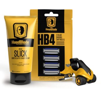 ATX Men’s Head Shaving Basics Bundle with 5oz HeadSlick Cream, Razor, Blade Refills