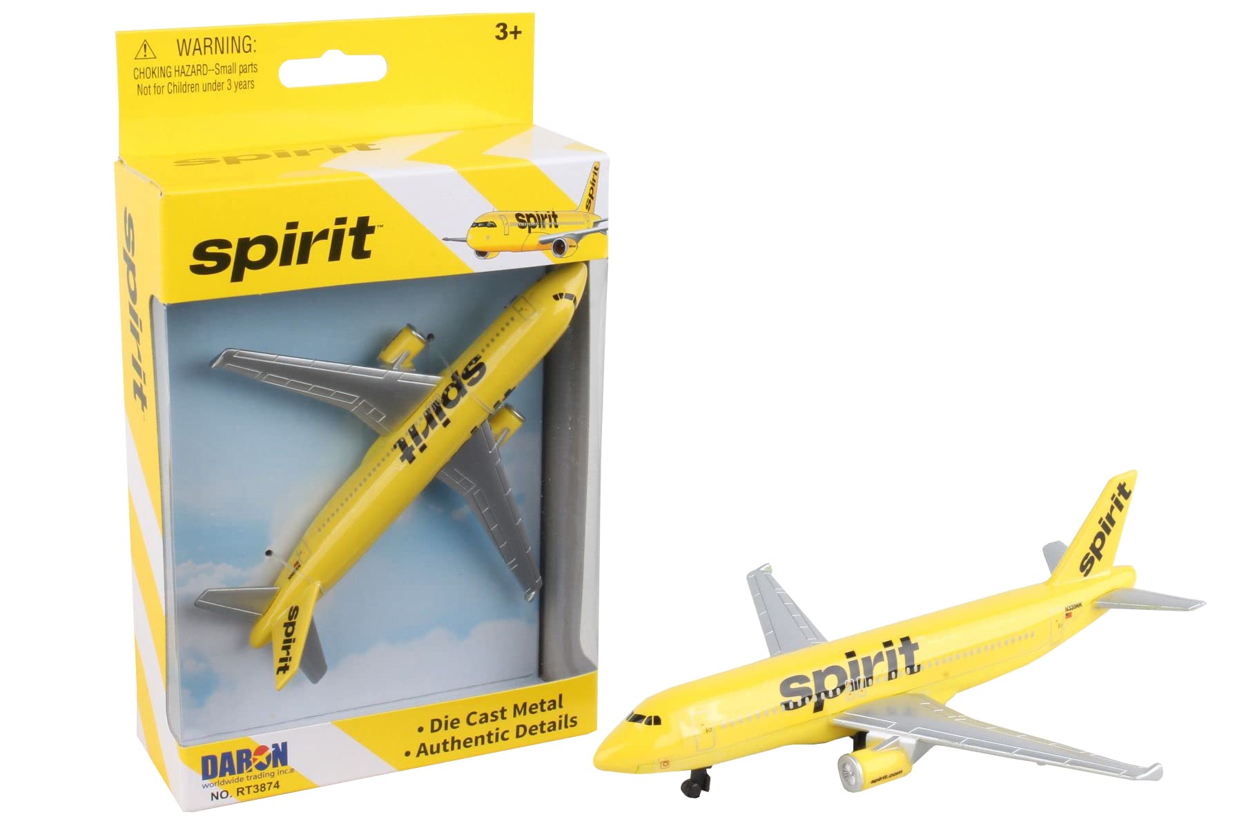 Daron Spirit Airlines Single Die-Cast Plane , Yellow - Image 2