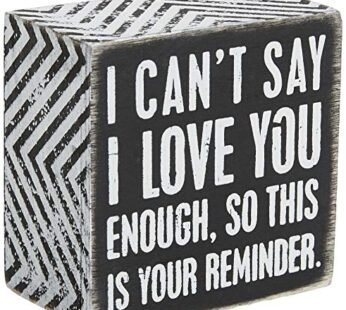 Primitives by Kathy 23238 Chevron Trimmed Box Sign, 3 x 3-Inches, I Love You