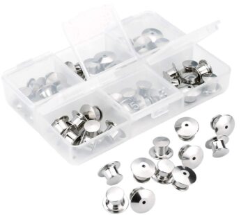 SUBANG 40 Pieces Metal Pin Backs Locking Pin Keepers Locking Clasp with Storage Case