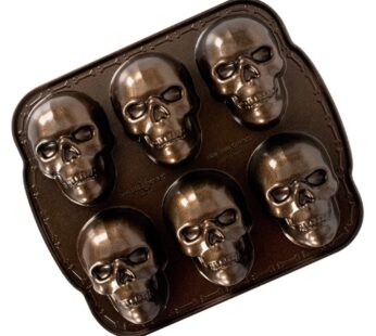 Nordic Ware Halloween Bakeware, Haunted Skull Cakelet Pan, Bronze