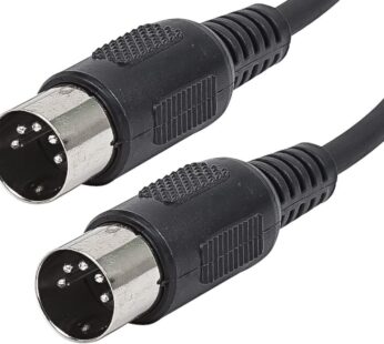 MIDI Cable with 5 Pin DIN Plugs 3 Feet (ft) Black