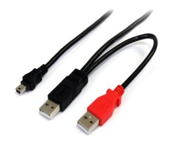 StarTech.com 1 ft USB Y Cable for External Hard Drive – USB A to mini B – USB cable – USB