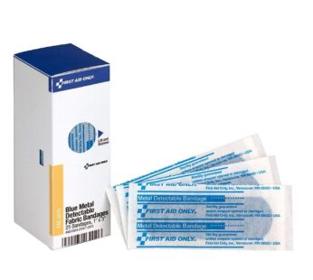 First Aid Only FAE-3010 SmartCompliance Refill Blue Metal Detectable Bandages, 1 x 3 Inch,