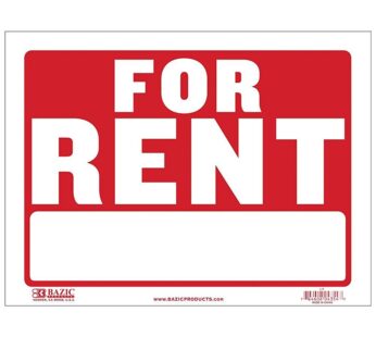 2 Pk. BAZIC 12″ X 16″ For Rent Sign (L-4)