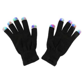 Super Z Outlet Black Knit Gloves LED Strobe Fingertips with 3 Colors for Light Shows, Rave