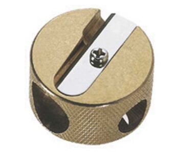 Mobius & Ruppert Brass Round Double Hole Sharpener