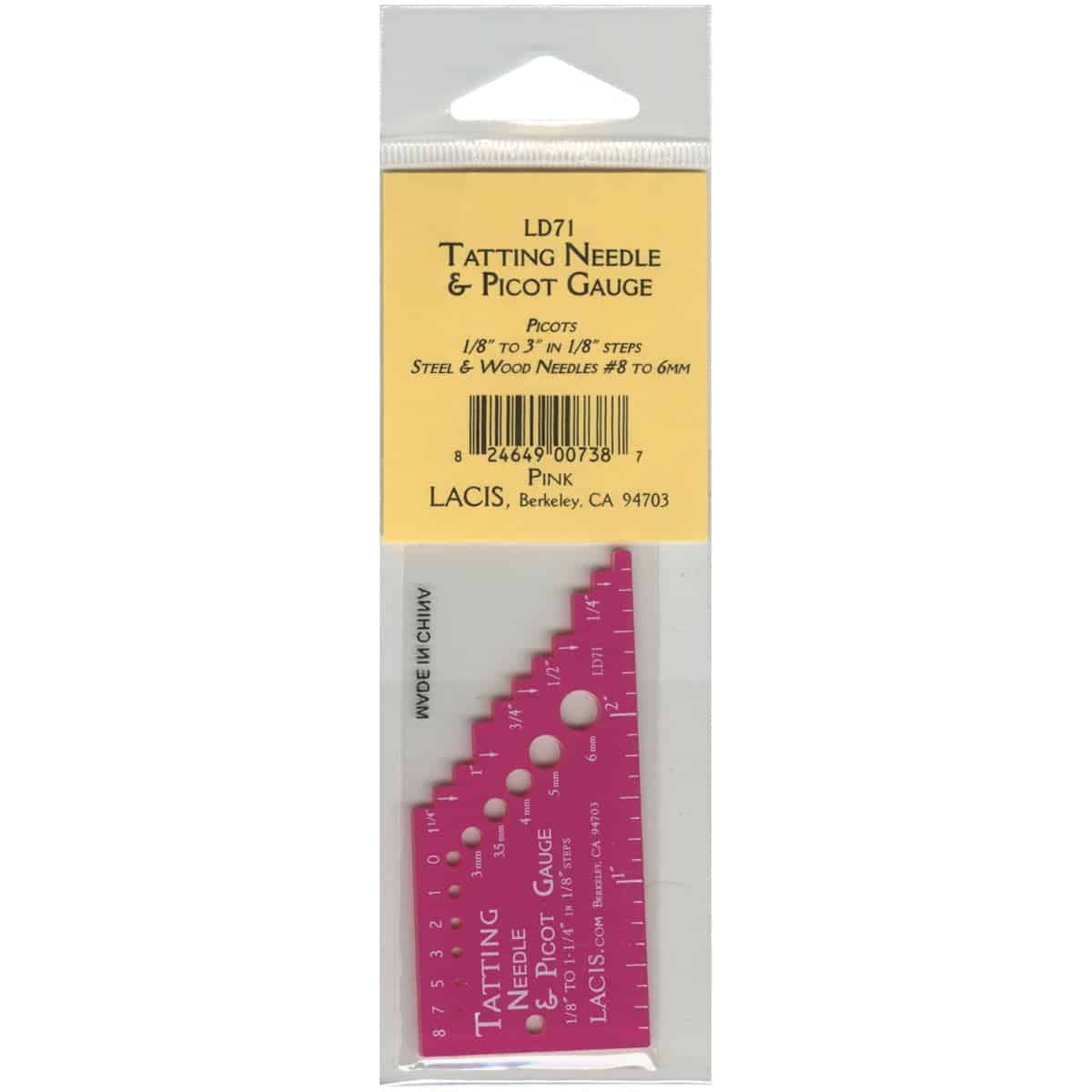 Lacis Tatting Needle & Picot Gauge, Pink