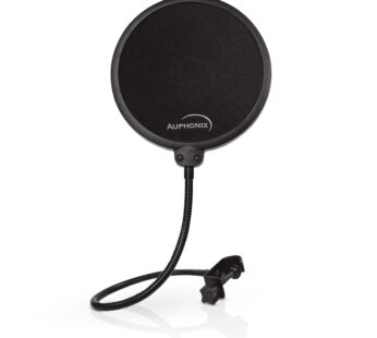 Auphonix Pop Filter for Mic – 6-inch Diameter, Dual Layered Microphone Pop Screen for Stud