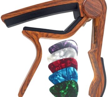 WINGO Guitar Capo for Acoustic and Electric Guitars – Rosewood Color with 5 Picks