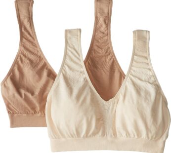 Bali womens Comfort Revolution Crop Top bras, 2 Pack – Nude/Light Beige Combo, Large US