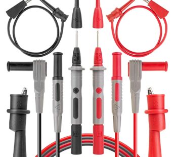 AstroAI 8Pcs Multimeter Test Leads Set with Alligator Clips, Plunger Test Mini Hooks and T