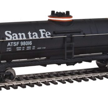 Walthers Trainline HO Scale Model Santa Fe Tank Car, Black/Orange/White