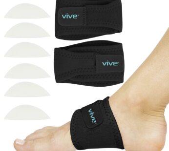 Vive Foot Arch Support Brace (Pair) – Wrap Corrector for Flat Foot, Plantar Fasciitis, Pai