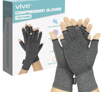 Vive Arthritis Gloves with Grips – Men & Women Textured Fingerless Compression – Open Fing