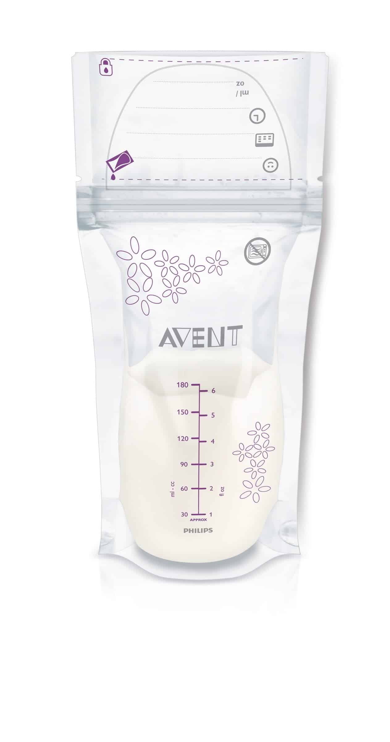 Philips AVENT Breast Milk Storage Bags, Clear, 6 Ounce, 50 Pack, SCF603/50 - Image 2