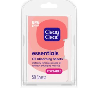 Clean & Clear Oil Absorbing Facial Sheets, Portable Blotting Papers for Face & Nose, Blott