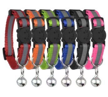 Upgraded Version – Reflective Cat Collar with Bell, Set of 6, Solid & Safe Collars for Cat