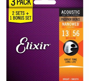 Elixir Strings, Acoustic Guitar Strings, Phosphor Bronze with NANOWEB Coating, Longest-Las